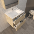 600mm White Oak MDF Bathroom Vanity 2 Drawers Wall Hung Cabinet Only 